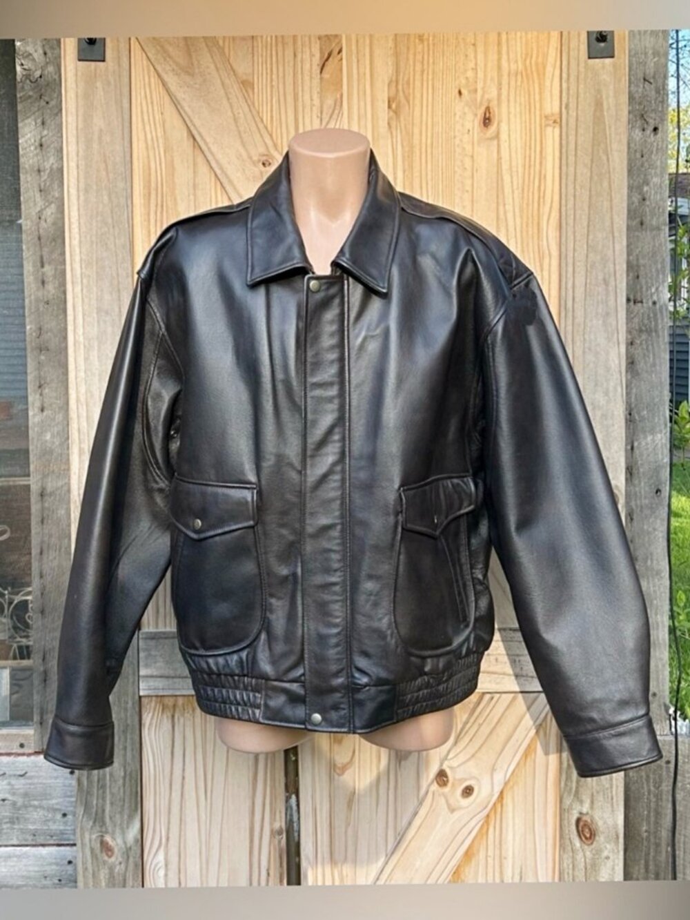 Vintage 90s St Johns Bay Mens Brown Leather Aviator Bomber Jacket~XL~